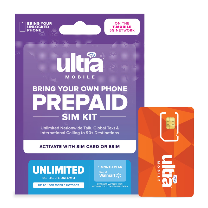 30 Day Wireless Prepaid SIM Card Kit, Unlimited Plan with 15GB Hot