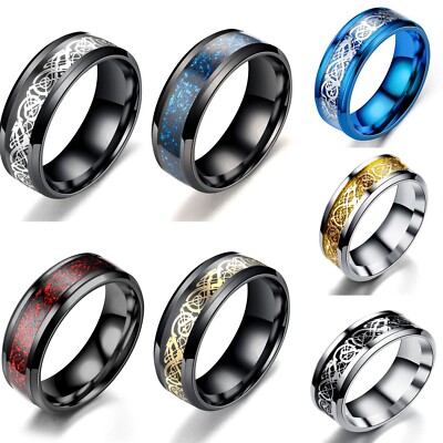 Wholesale 35pcs Celtic Dragon Stainless Steel Rings Mix Style Punk Men Jewelry
