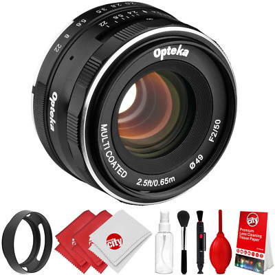 Opteka 50mm f/2.0 Lens + Kit for Olympus OM-D E-M10 E-M5 E-M1 PEN PL7 PL6 PL5 P5