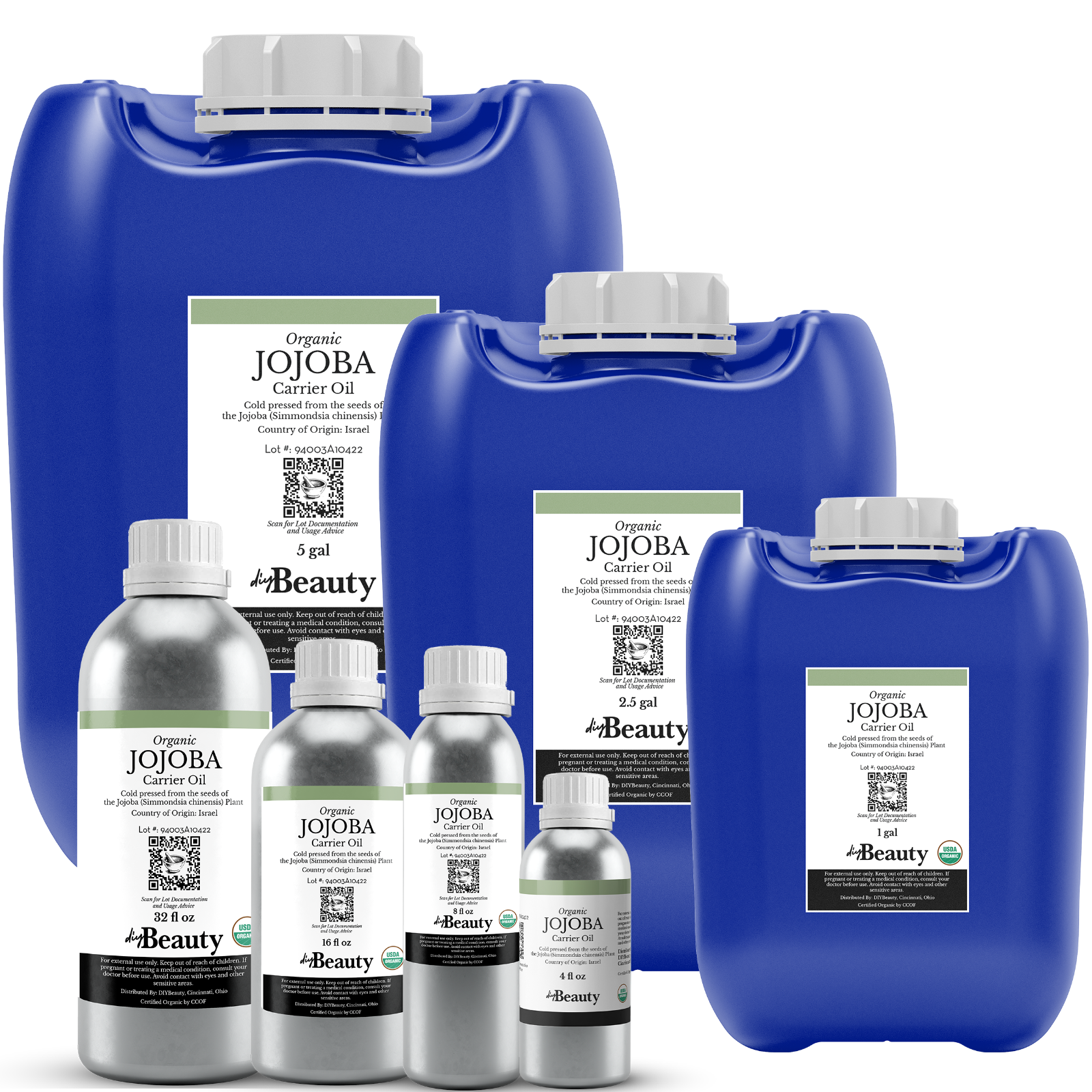 Bulk Jojoba Oil - Large Wholesale Size - Organic, Golden, 100% Pure & Undrefined