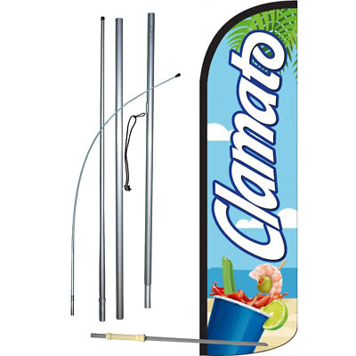 Clamato Flag with Flag Pole and Spike