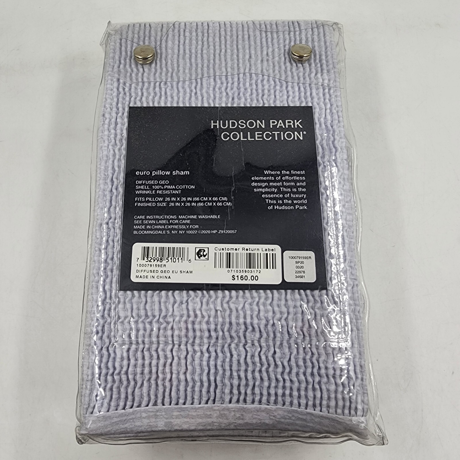 Hudson Park Collection Diffused Geo Euro Pillow Sham 26inx26in Gray Zip Closure+ - Picture 11 of 19