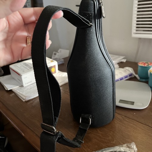 Caddy O Wine Bottle Carrier Tote Black Shoulder Strap w Wine Opener Made In USA