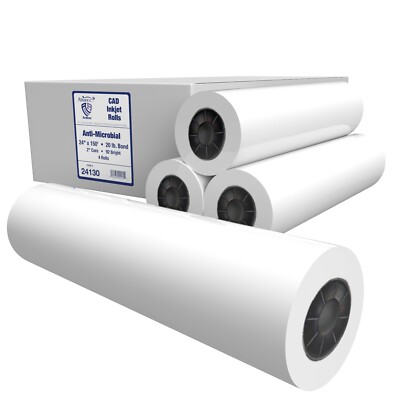 Alliance Antimicrobial Wide Format Paper 24'' x150', 20lb. 92 Br, 4 Rls w/2'' Core