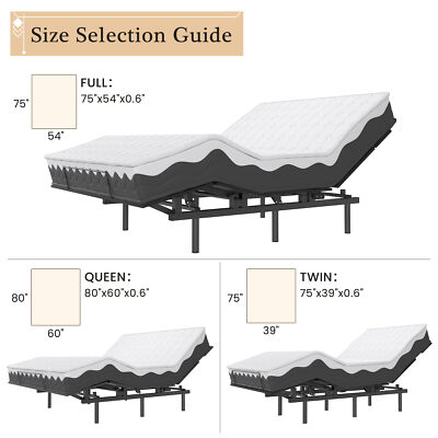 Twin/Full/Queen Size Adjustable Bed Base Wireless Remote Control 75W Motor Iron