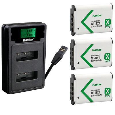 LZD2 Charger & 3 battery for HDR-AS10 AS15 AS20 AS30 AS50 AS50R AS100V AS200V
