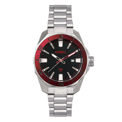 Pre-owned Axwell Timber Bracelet Watch W/ Date - Black/red