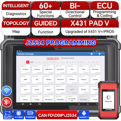 LAUNCH X431 PAD V Elite PAD5 Car Diagnostic Scanner J2534 Key Programming Coding
