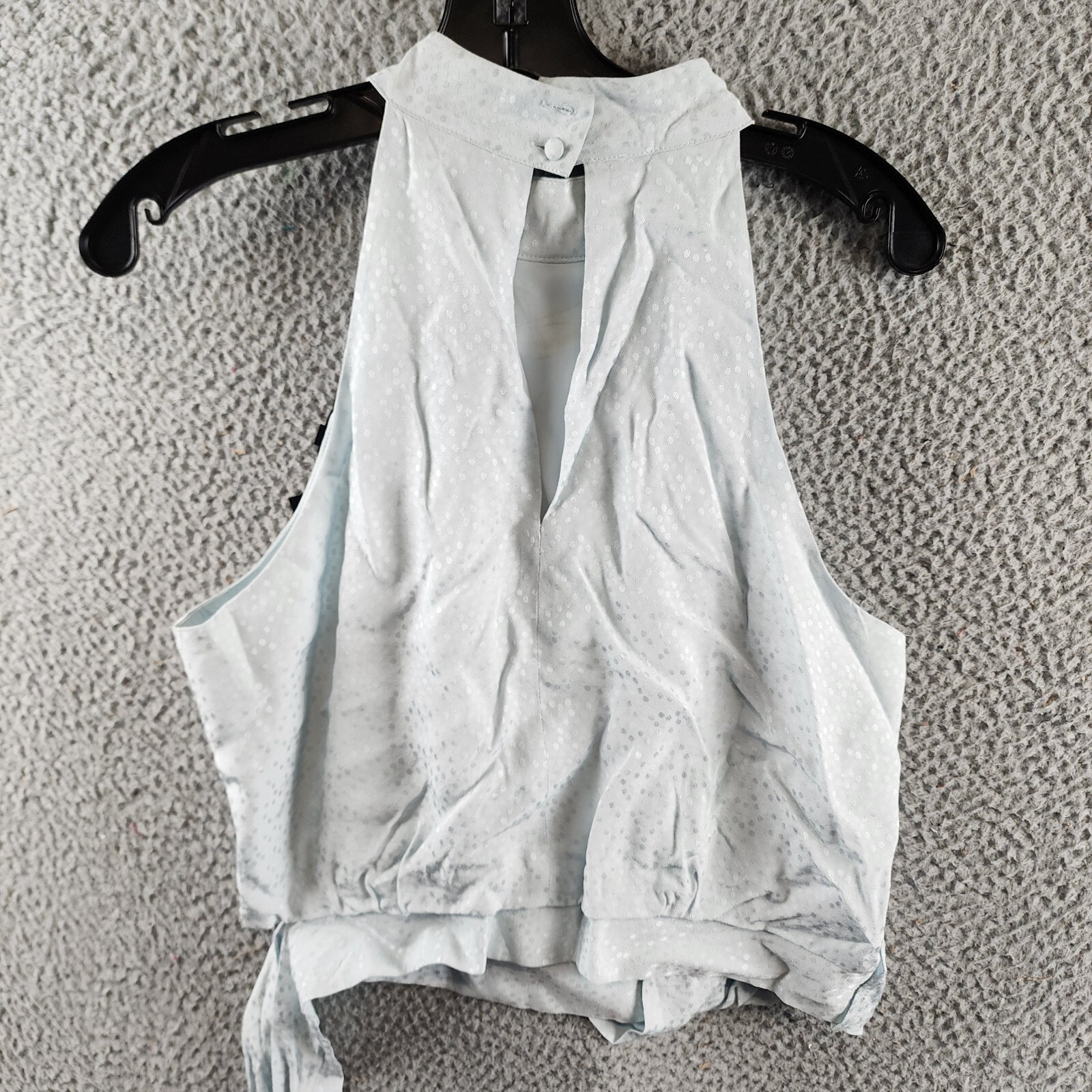 BCBGMAXAZRIA Halter Neck Sleeveless Overdraped Side Tie Top Women's M Blue - Picture 15 of 17