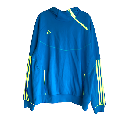Adidas Predator Men s Hoodie Size XL Blue Zipper Pockets Cotton Fleece 3 Stripes