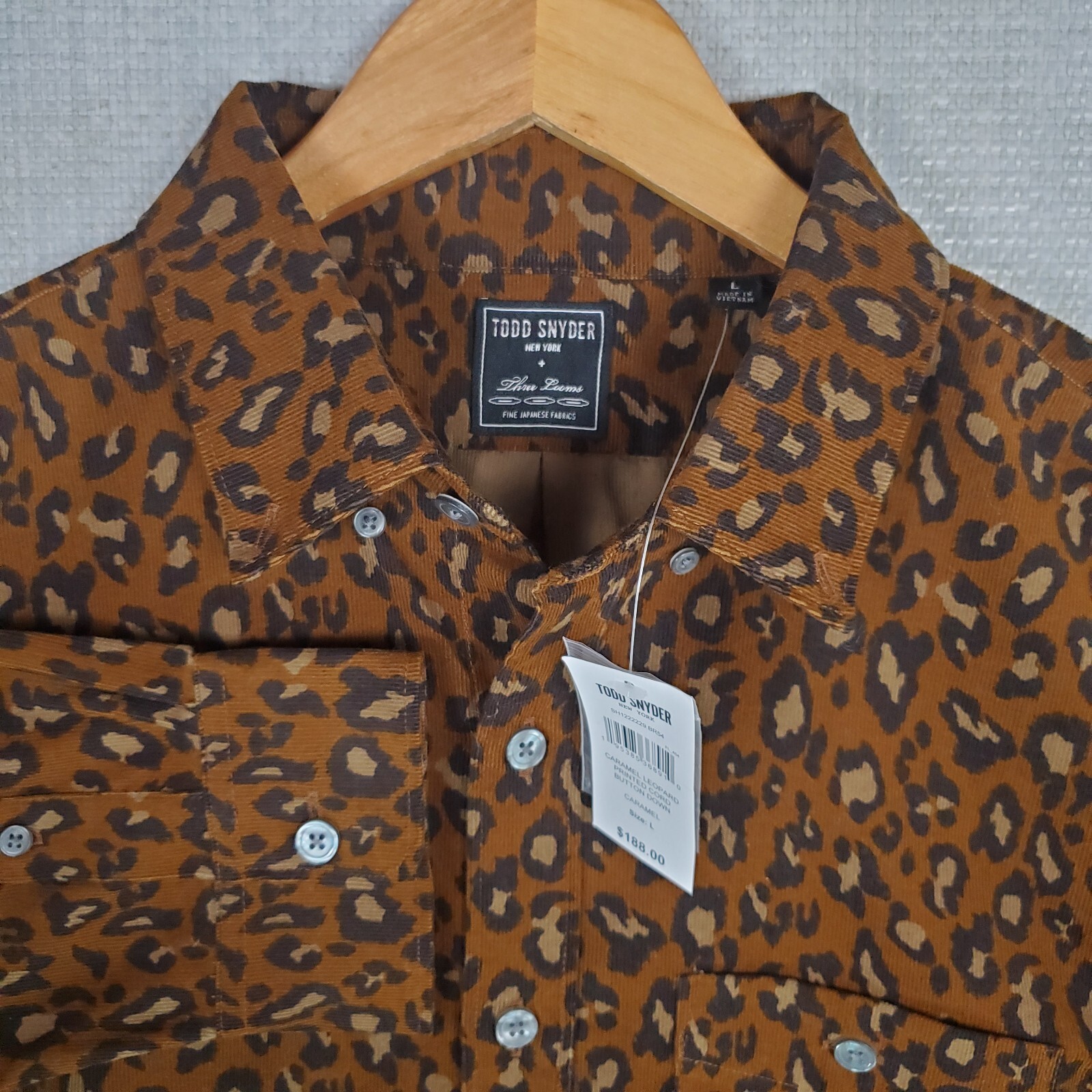 TODD SNYDER x THREE LOOMS JAPAN New $188 Corduroy Leopard