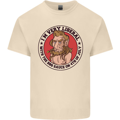 Liberal BBQ Funny 4th July American Independence Mens Cotton T-Shirt Tee Top