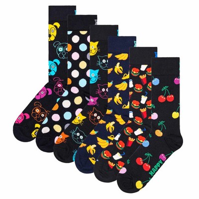 Happy Socks Unisex Socken, 6er Pack - Classic, Muster, Baumwollmischung, gemi...