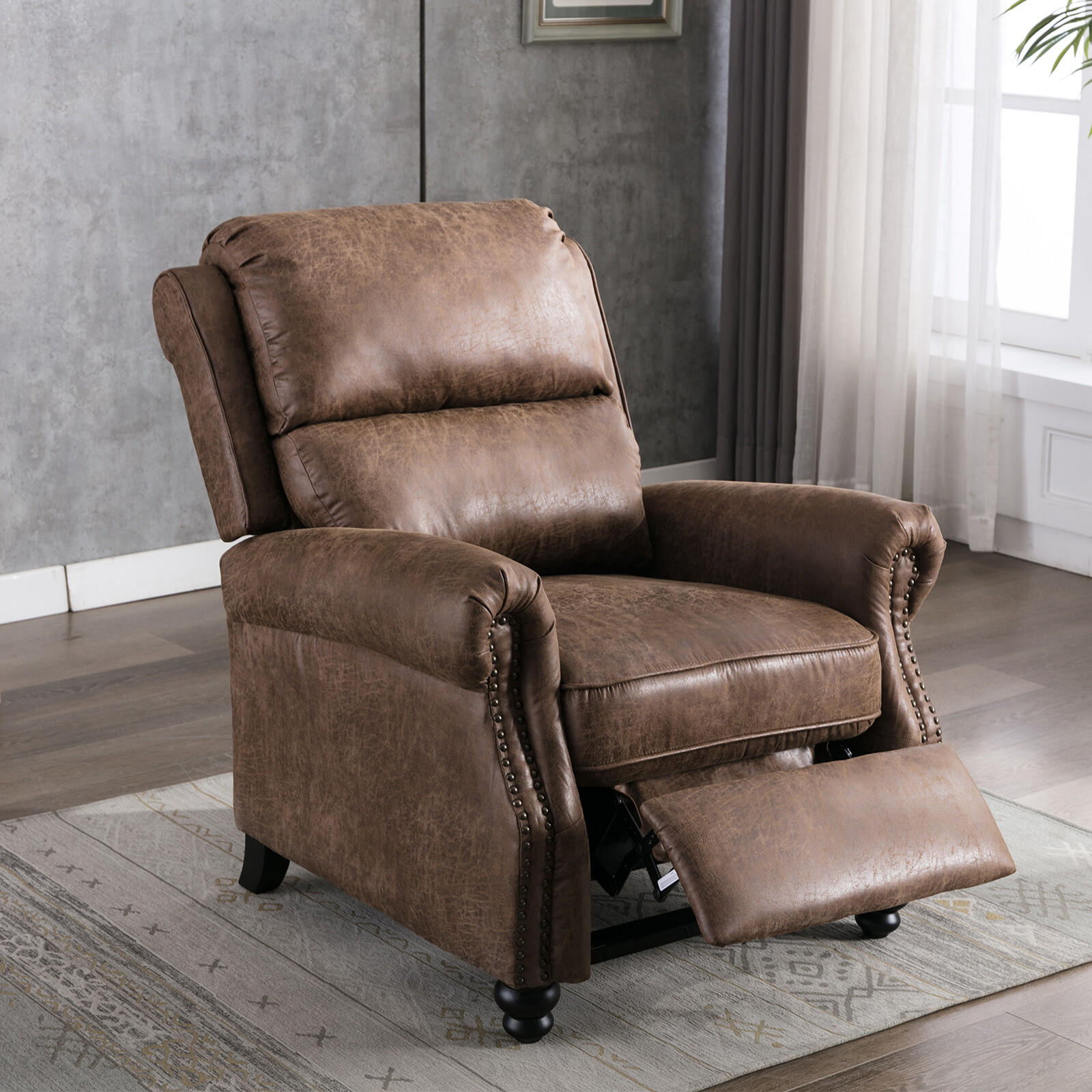 Push Back Recliner Chair Reclining Sofa With Roll Arm Thickness