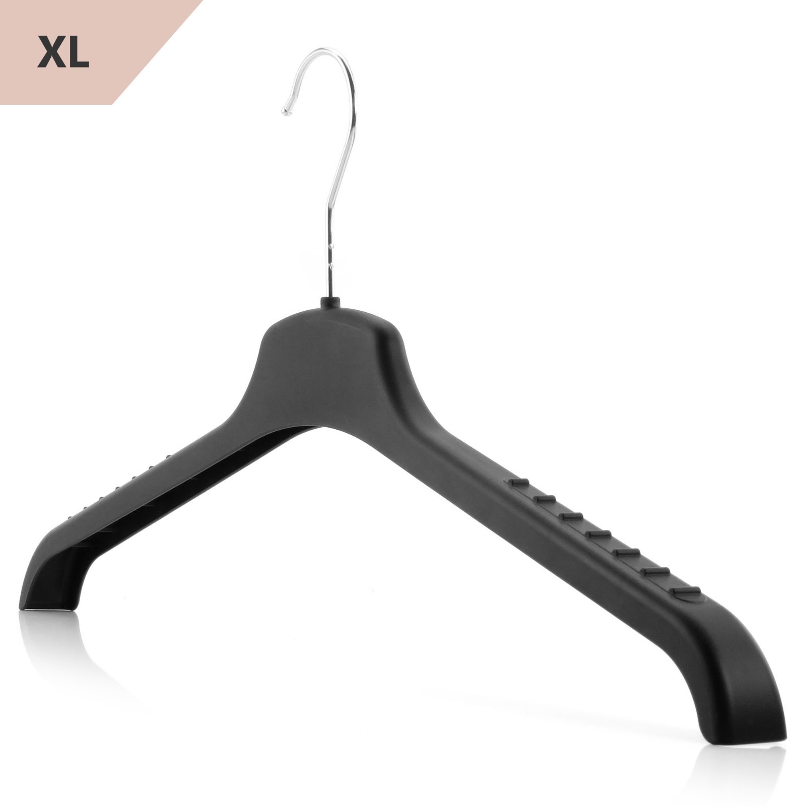 Hangerworld™ 46cm Extra Wide Non Slip Black Plastic Jacket Coat Clothes