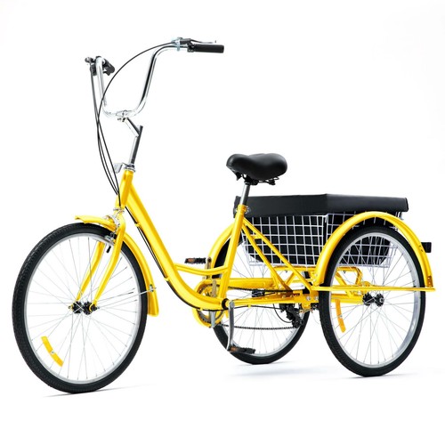 20"/24"/26" 1/8 Speed Adult Tricycle Trike Cruiser 3-Wheel Bike w/ Large Basket