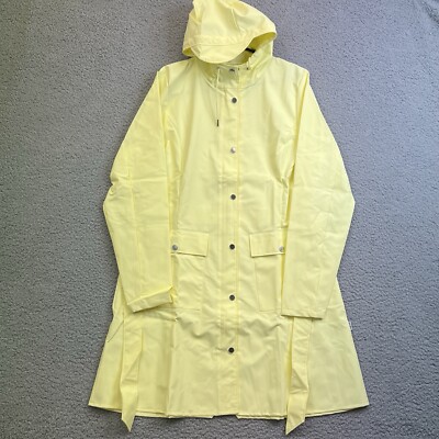 RAINS Womens Size L Curve Raincoat Straw Zipper Snap Trench Belted Waterproof