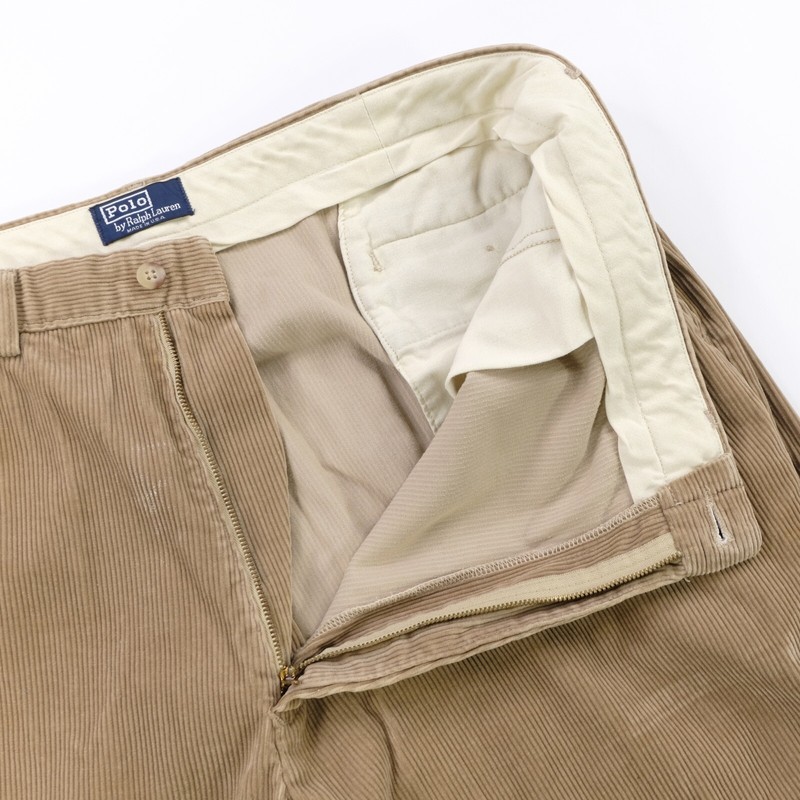 【希少レア】90s Ralph Lauren Corduroy Pants Vintage 90s Chaps Ralph Lauren Tan Cotton Pleated Corduroy