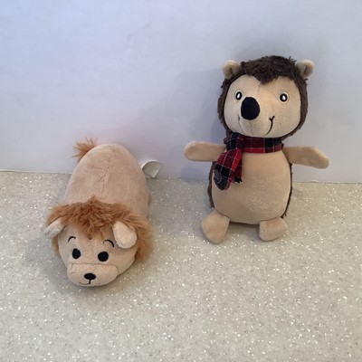 2 Stuffed Animals 1 MGS Group Ltd Plush Lion And A Hedgehog Embroidered Eyes