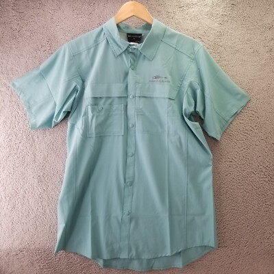Grundens Shirt Mens Small Blue Hooksetter Fishing Hike Trail Camp Snap Up Vented