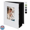 Remowith Small 4x6 Photo Album 24 Pockets Linen Cover with Front Window Portable Mini Picture Book for Travel Wedding Memories Organizer White