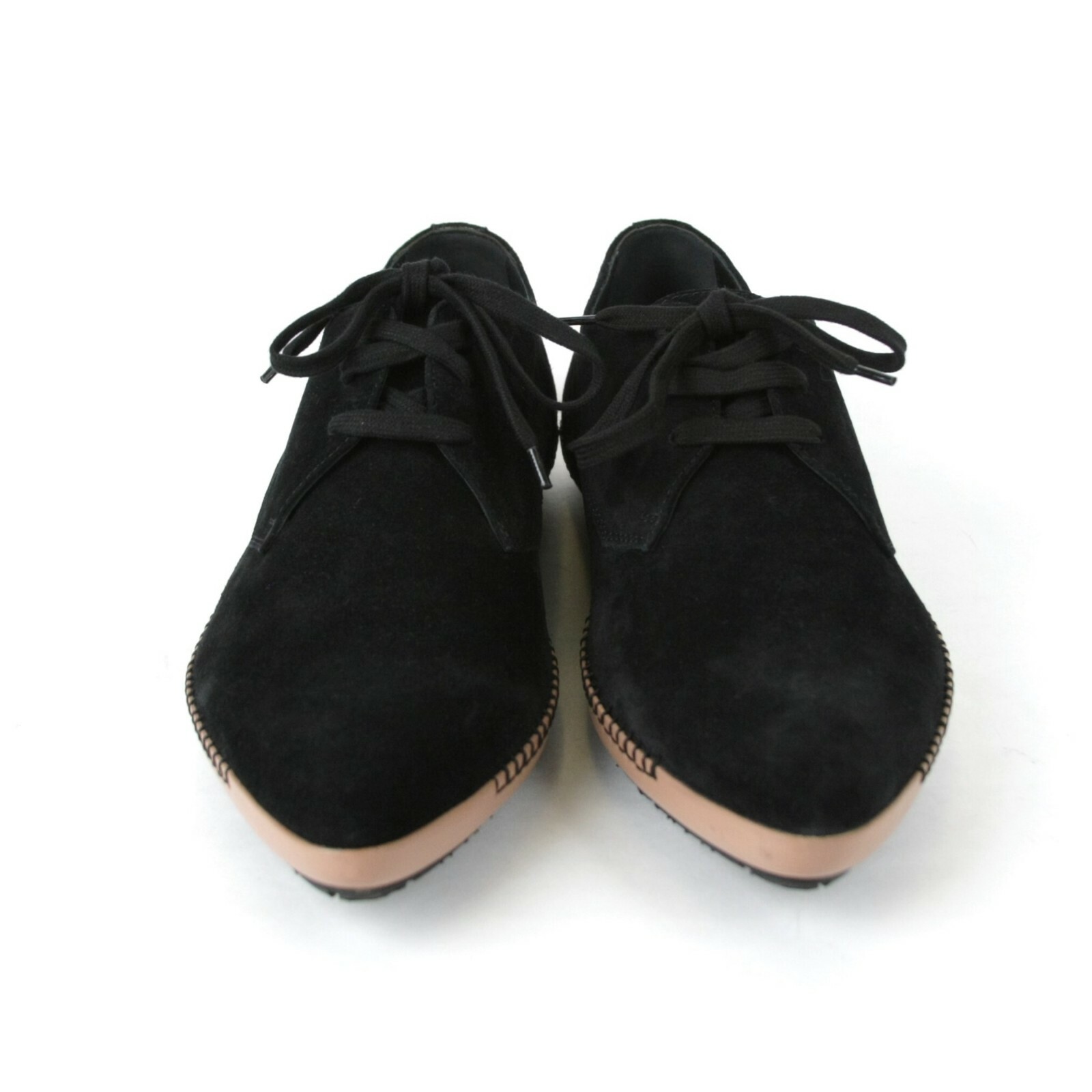 Pre-owned Bottega Veneta $750  Men's Black Suede Pointed Toe Lace-up Dress Shoe 512171 1000