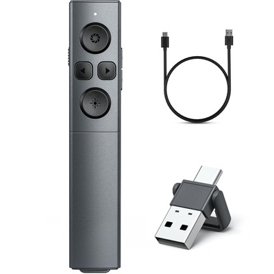 2-in-1 USB Type C Presentation Clicker, Rechargeable Wireless Presenter Remot...