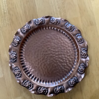Pre Owned Vintage Gregorian Hammered Solid Copper  Hanging Plate Approx 9.5 