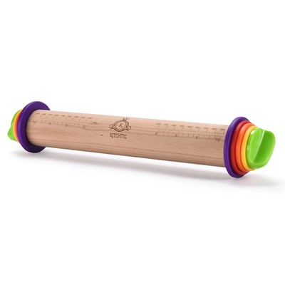 Rolling Pin with Thickness Rings - Adjustable Wooden Rolling Pin - Baking Ess...