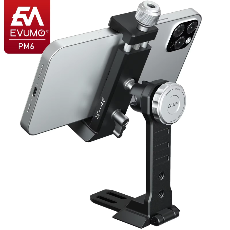 PM6 Metal Phone Holder Tripod 360° Rotate Cold Shoe Mount Arca Swiss Quick Relea