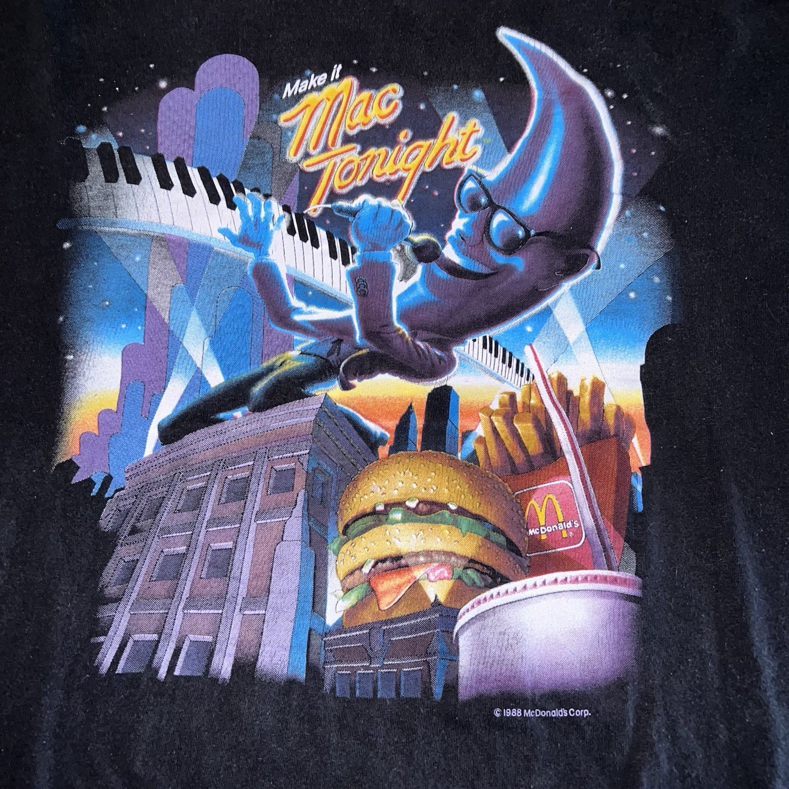 Vintage 1988 Mcdonald’s Mac Tonight T-Shirt 