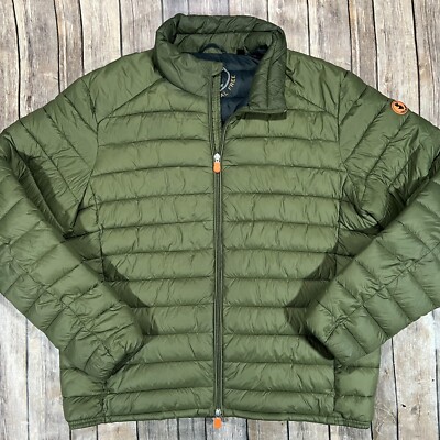 Save the Duck Ultra Light Plumtech Down Puffer Jacket XL Mens Green Coat Zip