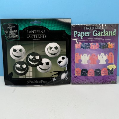 Nightmare Before Christmas Jack Skellington Lanterns & 9ft Ghost Garland Decor