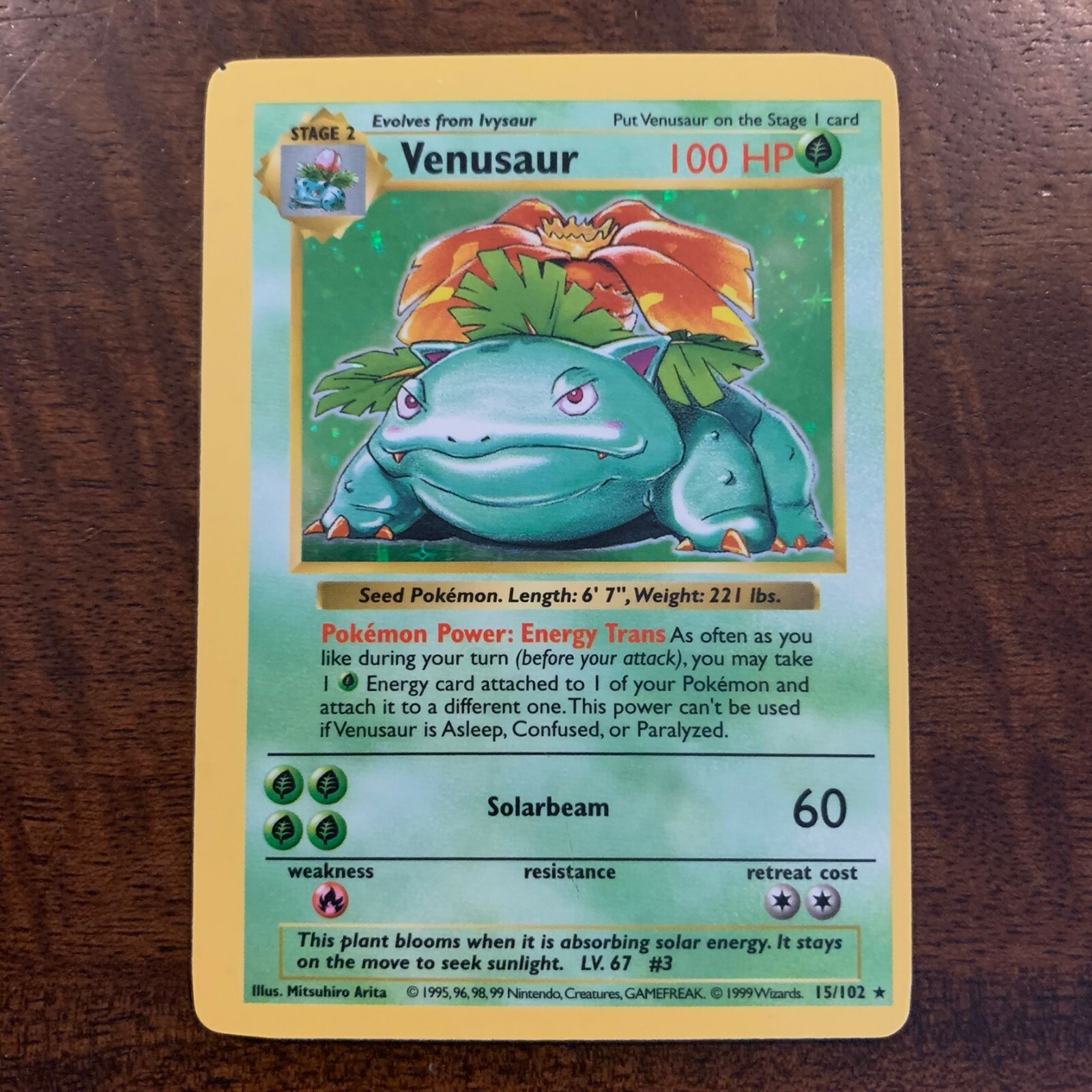 Venusaur ポケモンカード #15/102 ERROR Pokemon VENUSAUR Shadowless - Base Set - 15/102