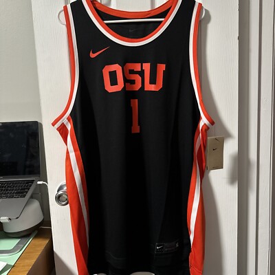 Nike Team Oregon State Beavers Orange And Black Basketball Jersey Mens XL #1 NWT