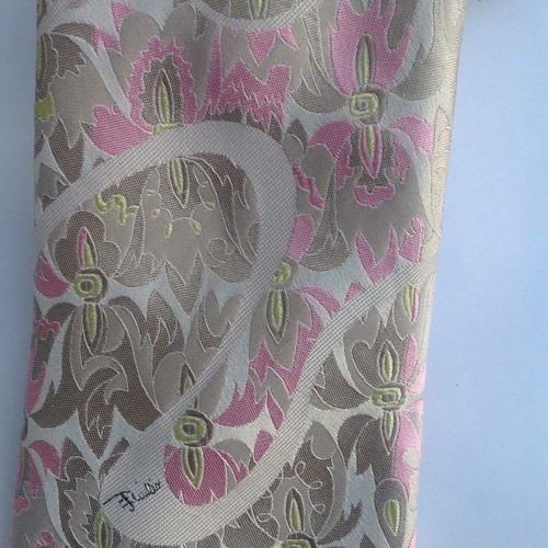 Vintage Emilio Pucci Pink Gold Floral Jacquard Silk Mens Tie Dress 60s 70s Italy