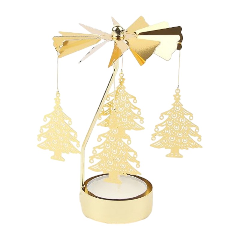 Xmas Metal Rotating Spinner Carousel Candle Tea Light Holder Table Windmill Hold