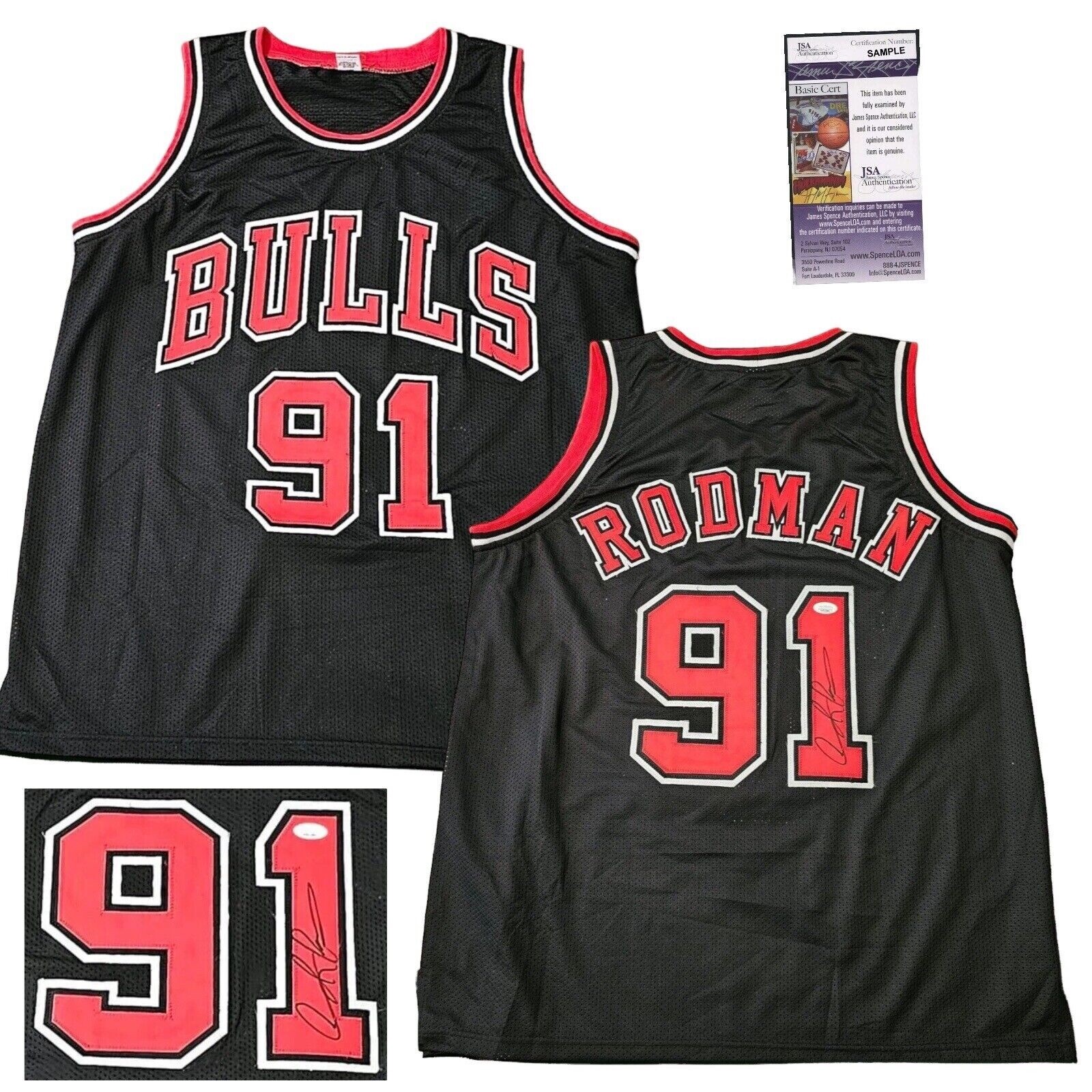 BULLS DENNIS RODMAN 91 ジャージ Dennis Rodman Custom Signed Jersey #91 NBA Basketball