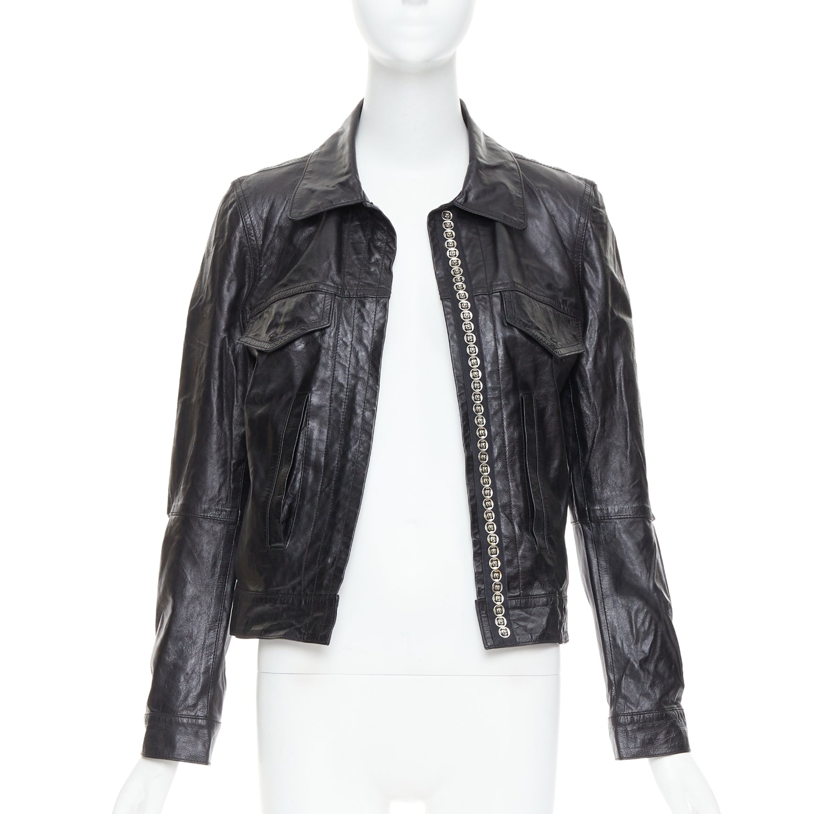 ANN DEMEULEMEESTER Vintage cow leather snap button cropped