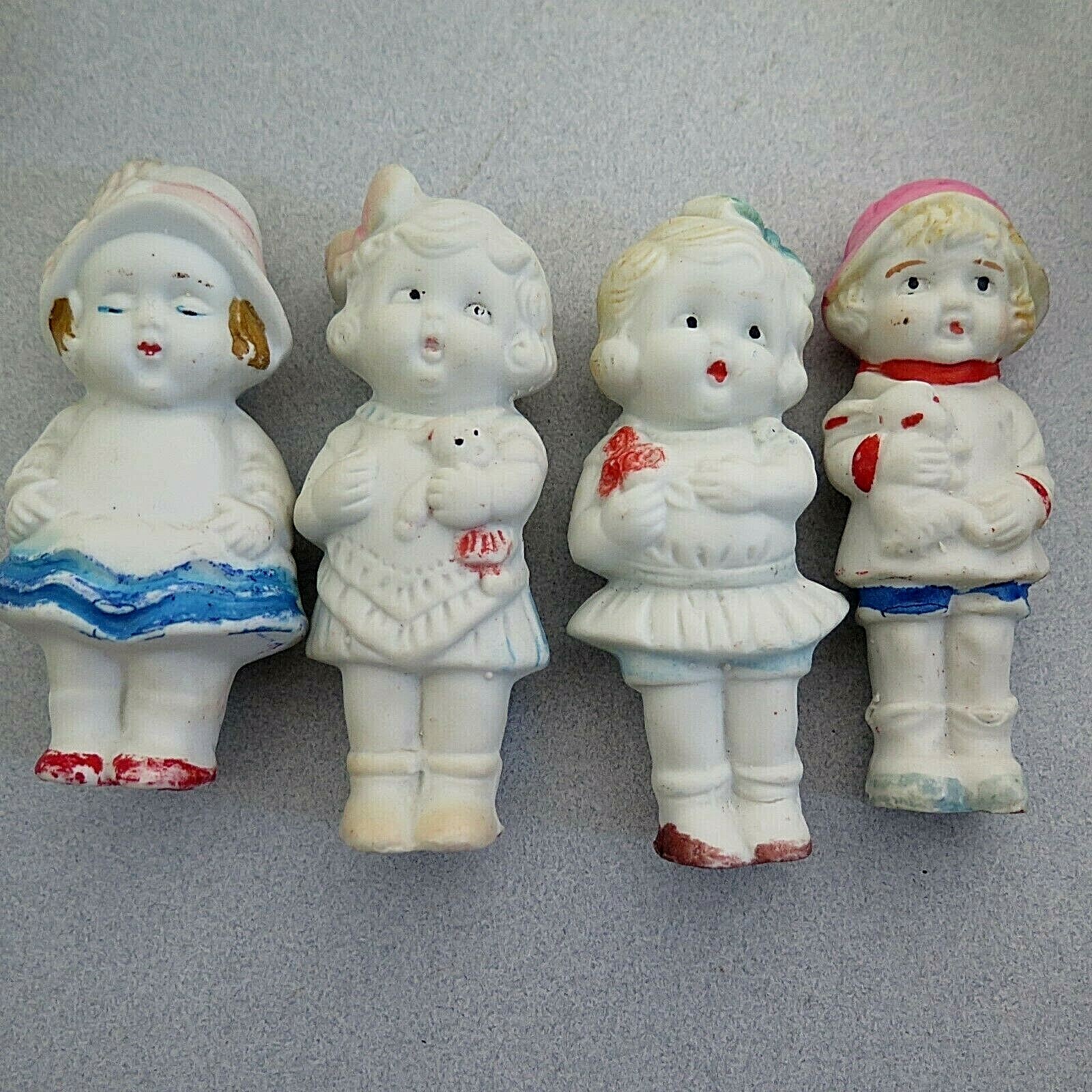 Vintage Lot Of 4 Bisque Frozen Charlotte Dolls Made in Japan 3 1/2