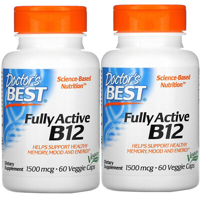 Doctors Best, (2 упаковки) Best Fully Active B12, 1500 мкг, 60 вегетарианских капсул