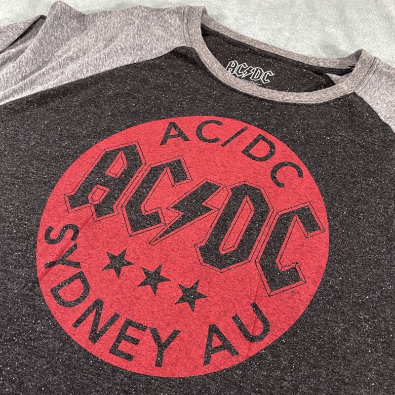 AC/DC T-Shirt 2XL XXL Long Sleeve Baseball Style Sydney AU 2016 Gray Red AC DC