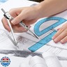 Zonon 3 Pcs Plastic Ruler 6 Inch Protractor Drawing Compass Set, Student Geometry Math Transparent Measuring Tools for Home School Classroom Office Supplies(6 Inch,Blue)