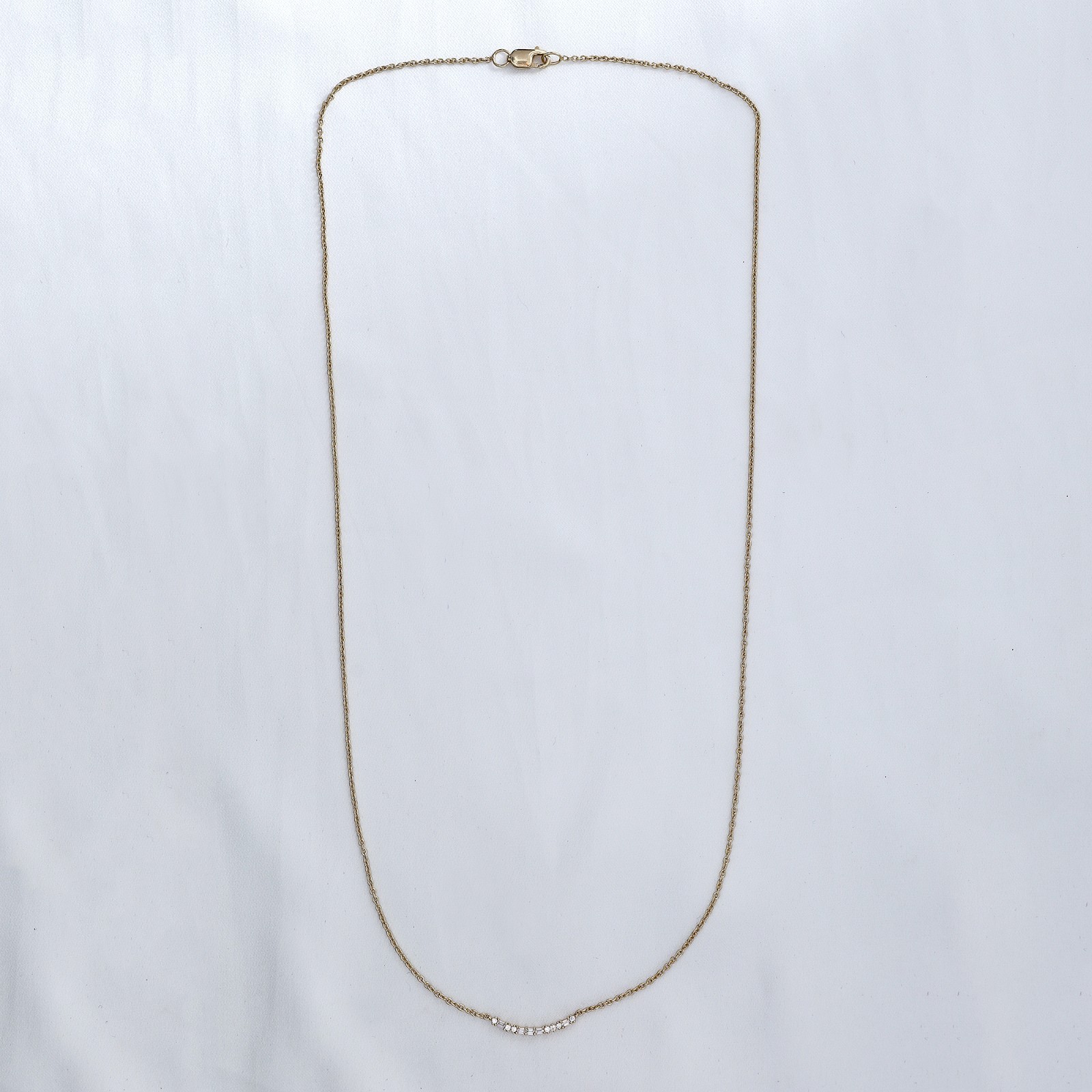 1/8 Ct Baguette & Round Moissanite 18" Necklace 14K Yellow Gold Plated Silver