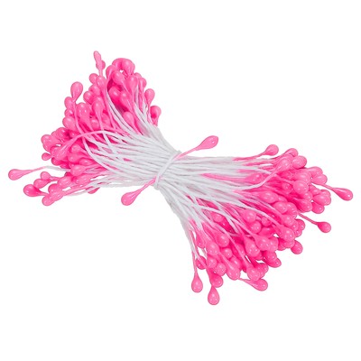 3mm Double Heads Flower Stamen 150 Pcs Artificial Flower Stamen Pistil Dark Pink