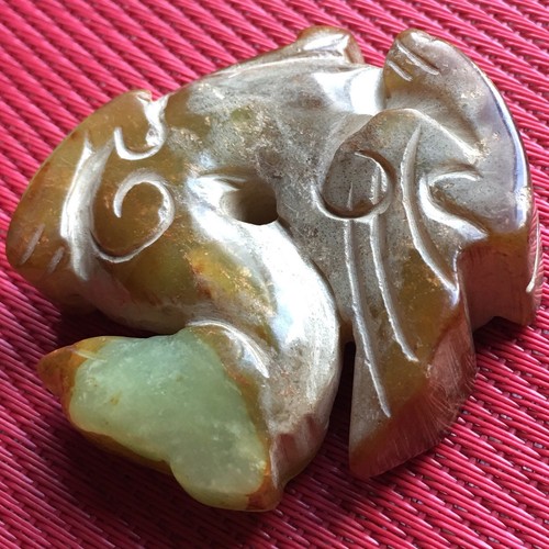 Old Chinese Natural Jade,Carved Hand Made Pendant,Ancient Bird, 55 X 50 X 16 mm.