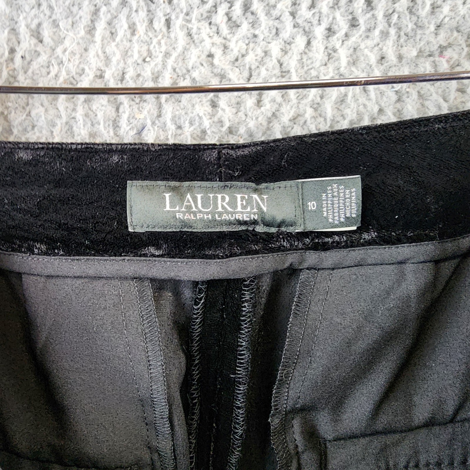 Lauren Ralph Lauren Velvet Wide Leg Pants Womens 10 Black Zip Hook & Bar Closure - Picture 8 of 14