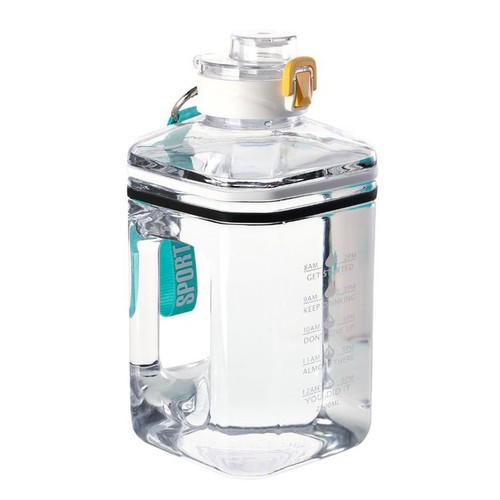2.2l Water Bottle Square Shape Water Leak Proof Unisex Transparent Sport Water