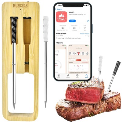 2probe Wireless Smart Meat Thermometer Long Bluetooth Range Ceramic Probe Multi 