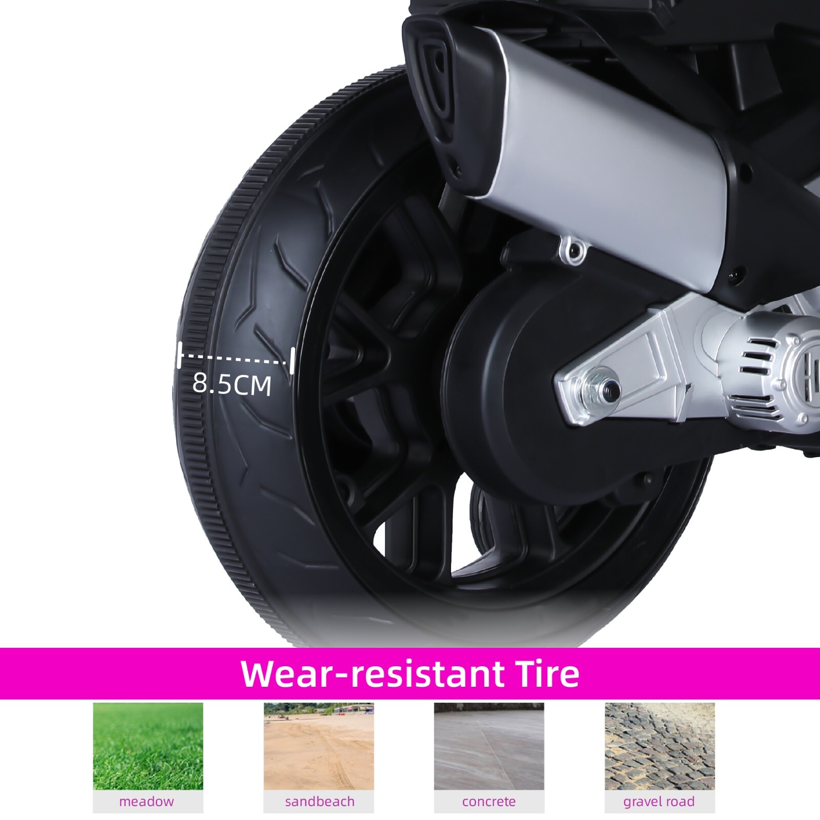 12V Kids Electric Motorcycle Ride on Toy w/LED Lights Bluetooth Music